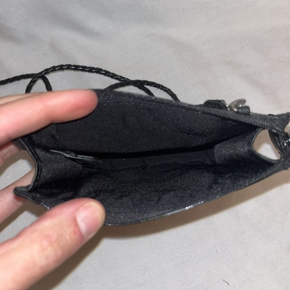 Brighton Geometric Beaded Bag Black Leather Braided Shoulder Strap Approx 5x5” - Picture 11 of 12